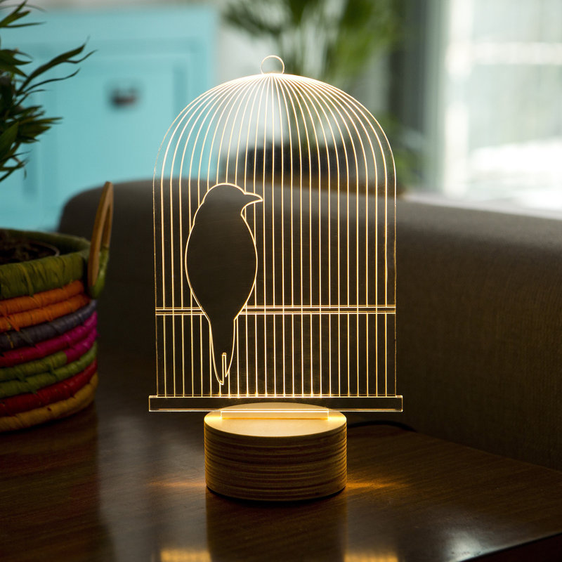 Studio Cheha Bird Cage LED Illusion 9" Table Lamp Wayfair